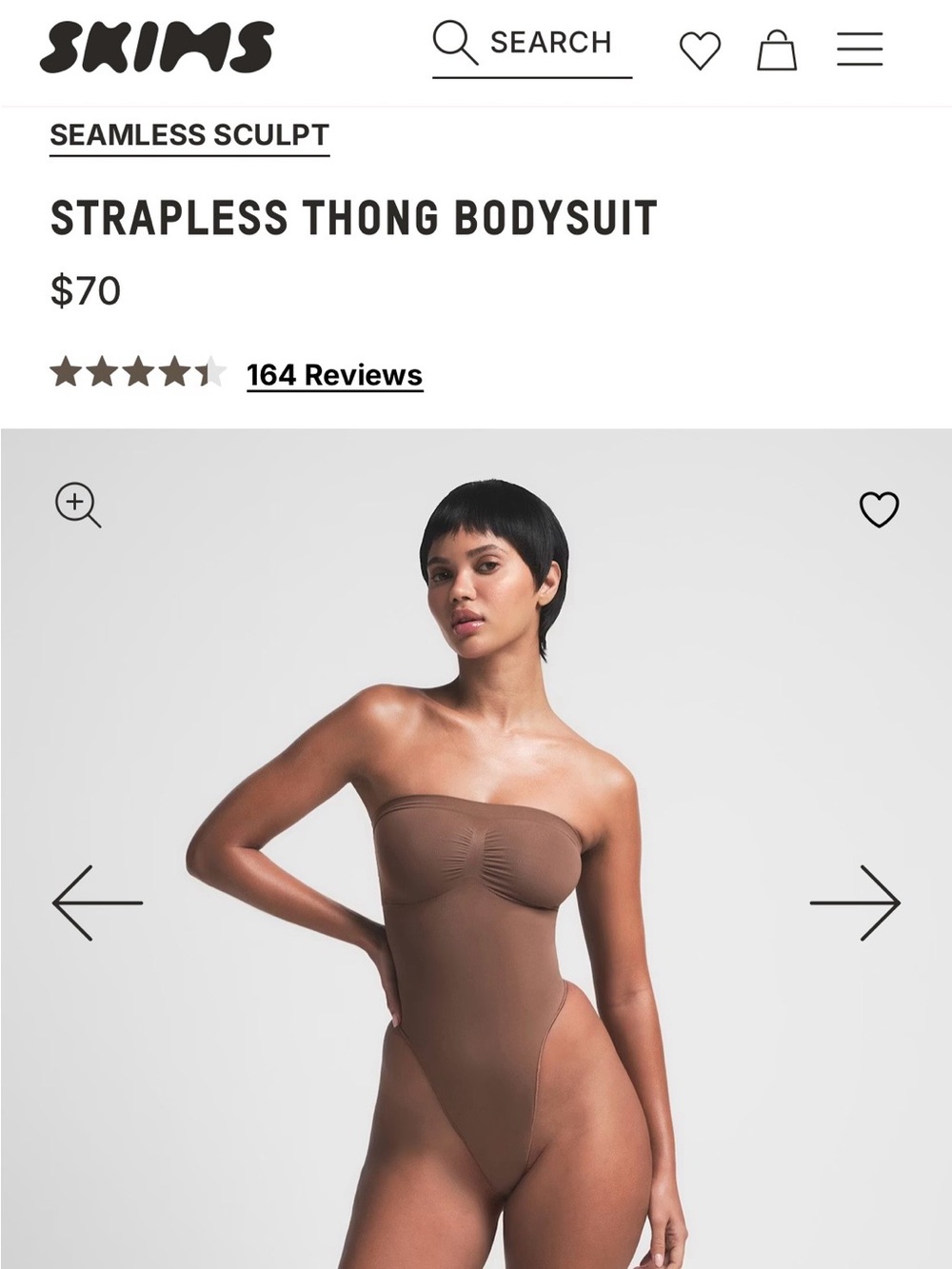 SKIMS Seamless Sculpt Strapless Thong Bodysuit in Jasper